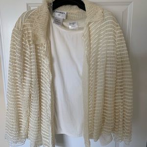 Genuine CHANEL cream Lace layered jacket